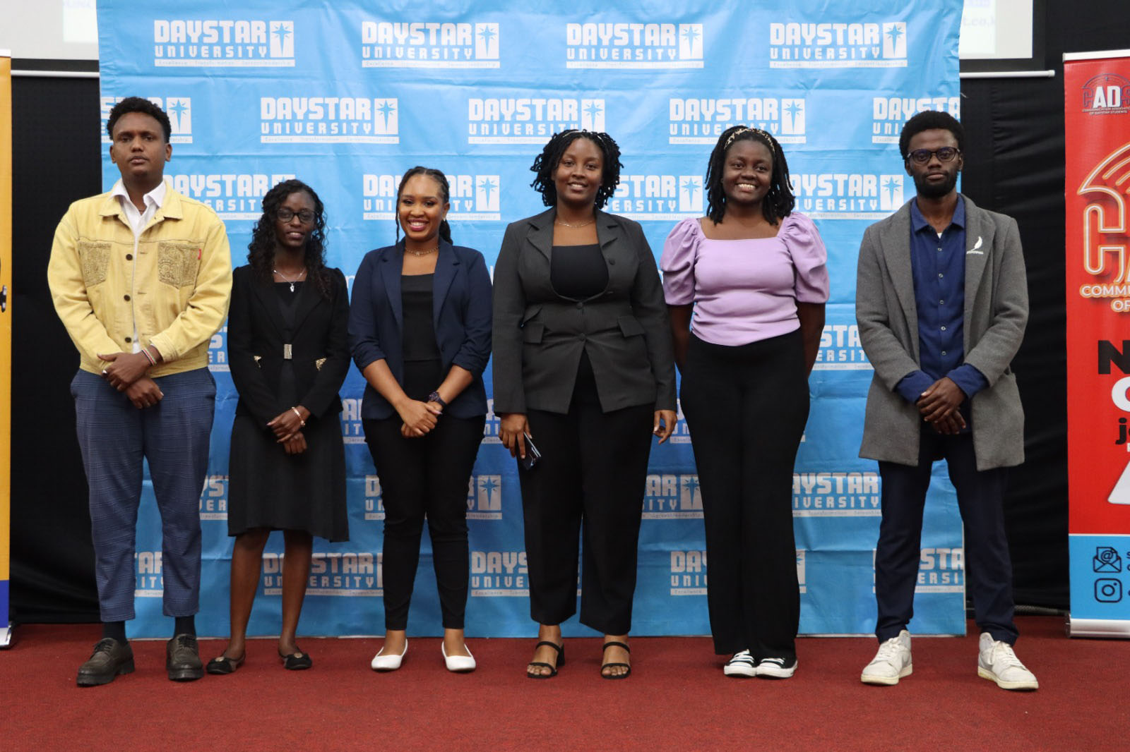 L-R: Shadrack Righa - Programming Manager, Tracy Mutheu - News Manager, Esther Leipa Nalotwesha - Assistant Station Manager, Delphine Mutinda - Station Manager, Victoria Momanyi - Corporate Affairs Manager, Maingi Mutiso - Production Manager